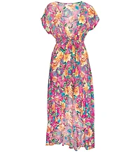 Lascana Women's Floral Flounce Hem Cover up Beach Dress