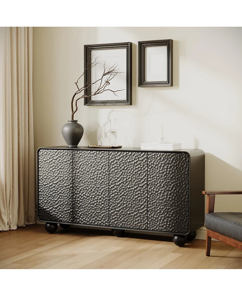 Streamdale Furniture Curved Sideboard Buffet Cabinet with Storage and Tv Console