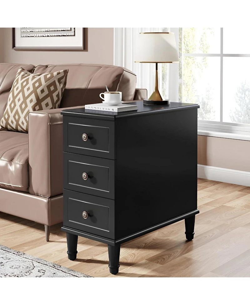 Slickblue Wood Nightstand with 3 Drawers Fully Assembled Side Table