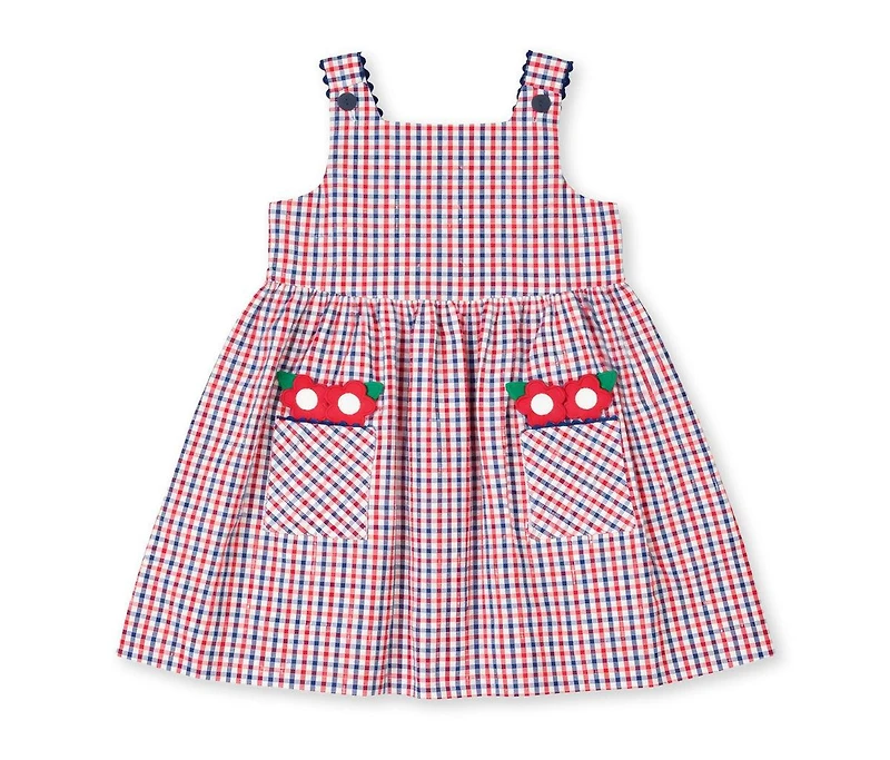 Florence Eiseman Little Girl Plaid Seersucker Dress With Flowers