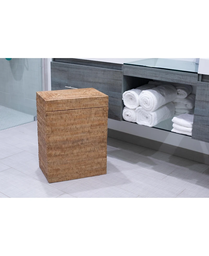 Artifacts Trading Company Rattan Rectangular Hamper with Hinged Lid