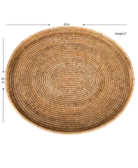 Artifacts Trading Company Rattan Oval Ottoman Tray with Cutout Handles