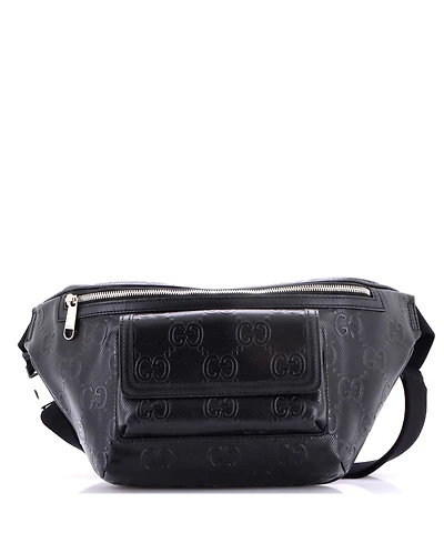 Pre-Owned Gucci Front Pocket Belt Bag Gg Embossed Perforated Leather