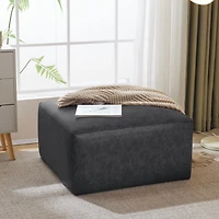 Streamdale Furniture Upholstered Square Pu Leather Ottoman