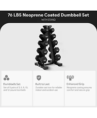 BalanceFrom Fitness 76 Pound Neoprene Coated Dumbbell Set with Stand