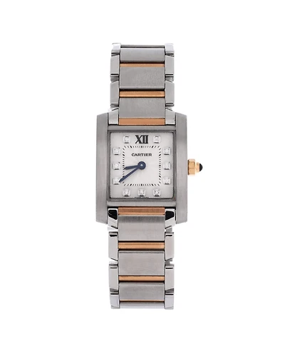 Pre-Owned Cartier Tank Francaise Quartz Watch in Stainless Steel and Rose Gold with Diamond Markers 20mm