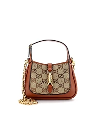 Pre-Owned Gucci Mini Jackie 1961 Chain Hobo Crystal Embellished Gg Canvas