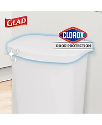 Glad Kitchen Trash Can with Lid, Foot Pedal and Garbage Bag Rings, 13 Gal, White