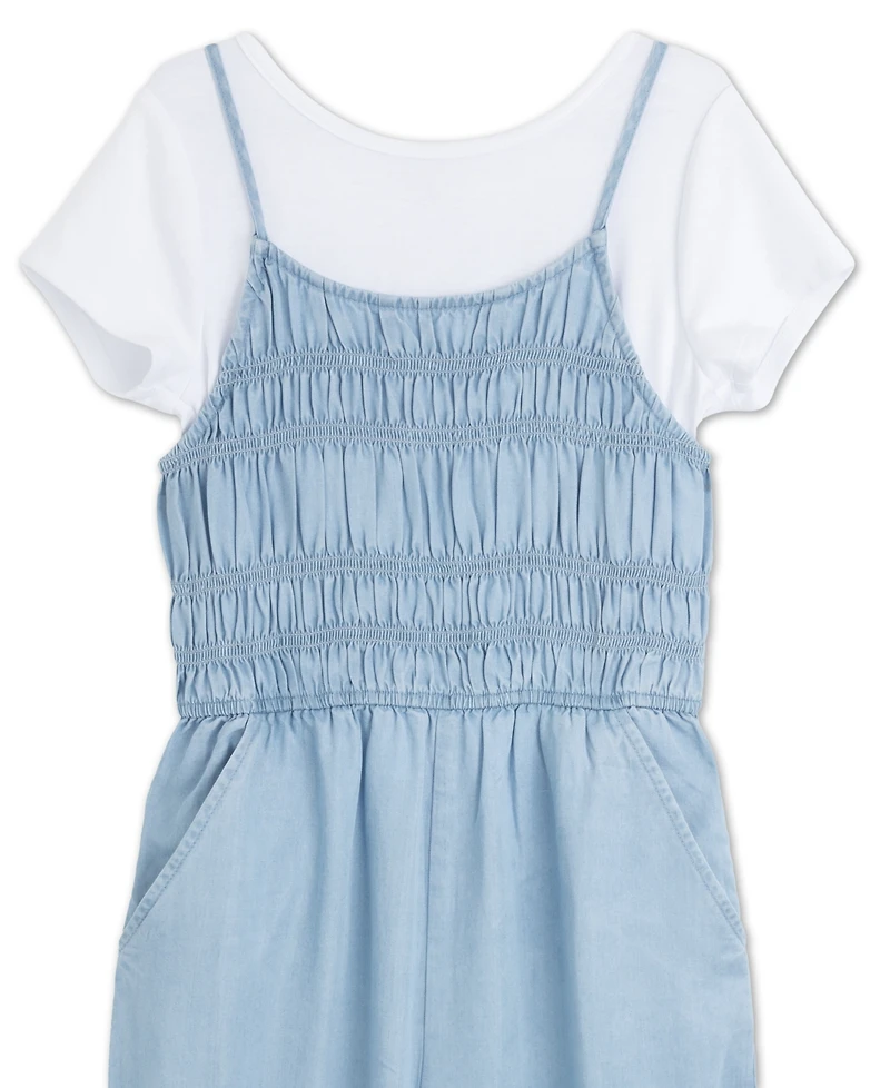 Speechless Girls' 7-16 Short-Sleeve T-Shirt and Jumpsuit, 2-Piece Set