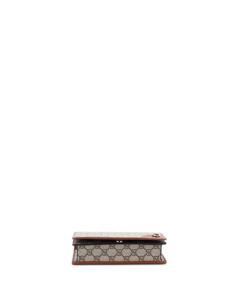 Pre-Owned Gucci Emblem Wallet on Strap Gg Coated Canvas