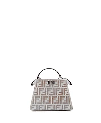 Pre-Owned Fendi Petite Peekaboo ISeeU Bag Zucca Crystal Embellished Suede