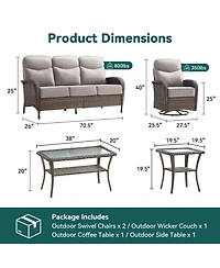 Pocassy Piece Patio Furniture Pe Wicker Outdoor Conversation Set with Cushion,All-Weather Rattan Swivel Rocker Chairs Couch Tables