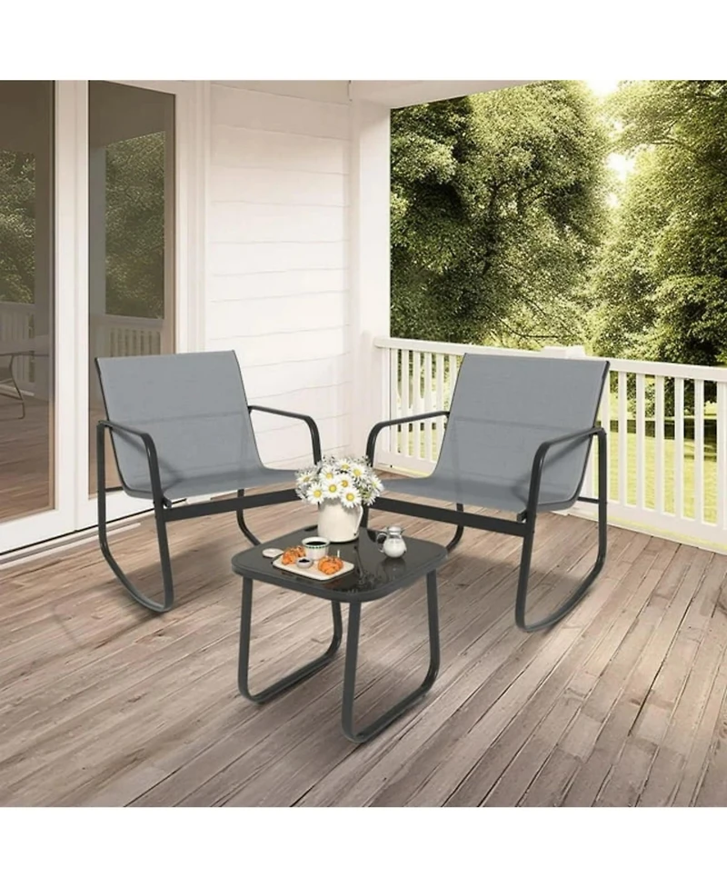 Yiortwo Piece Outdoor Patio Furniture Set Steel Textilene Chair Set with Table