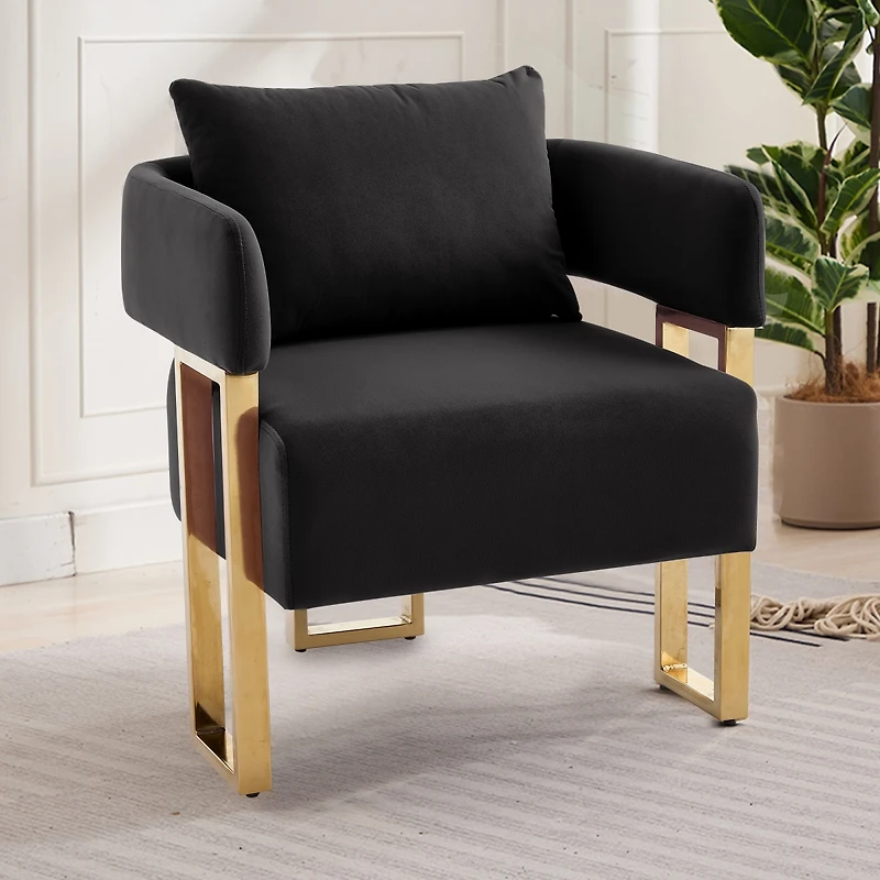 Streamdale Furniture Modern decorative chair with gold legs, velvet fleece upholstered, 2 piece