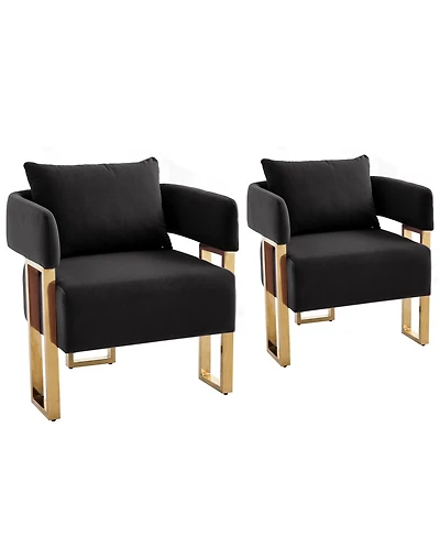 Streamdale Furniture Modern decorative chair with gold legs, velvet fleece upholstered, 2 piece