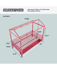 Streamdale Furniture Kids House Floor Bed Frame with Roof