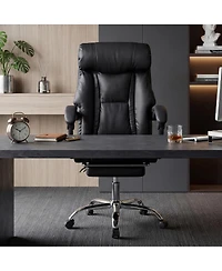 Streamdale Furniture Adjustable Leather Executive Office Chair with Footrest