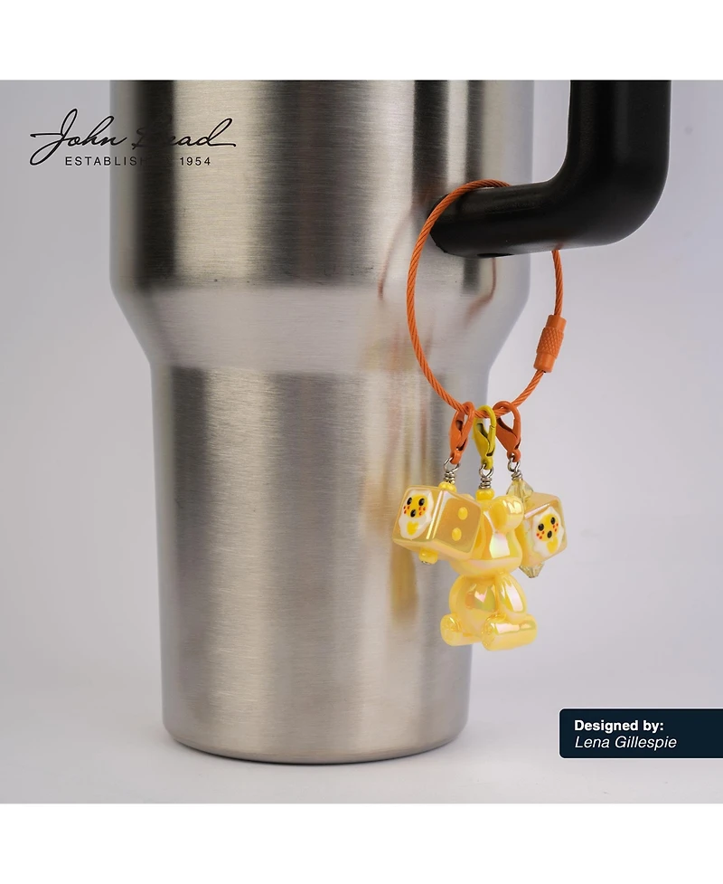 John Bead Super Cute Orange and Yellow Metal Wire Keychains Findings Kit
