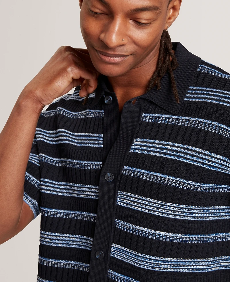 Ted Baker Men's Textured Pattern Short-Sleeve Shirt