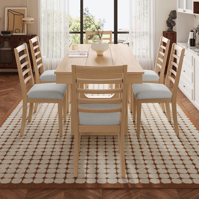 Streamdale Furniture Farmhouse Extendable Dining Set with 6 Upholstered Chairs