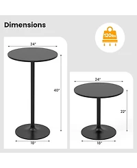 Slickblue Set of 2 Round Cocktail Side Table with Metal Frame and Mdf Top, Modern Living Room Furniture