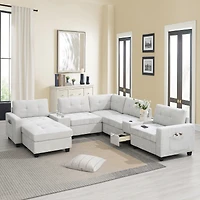 Streamdale Furniture 104" Sectional Sofa w/ Ottoman, Storage, Usb, Table Top