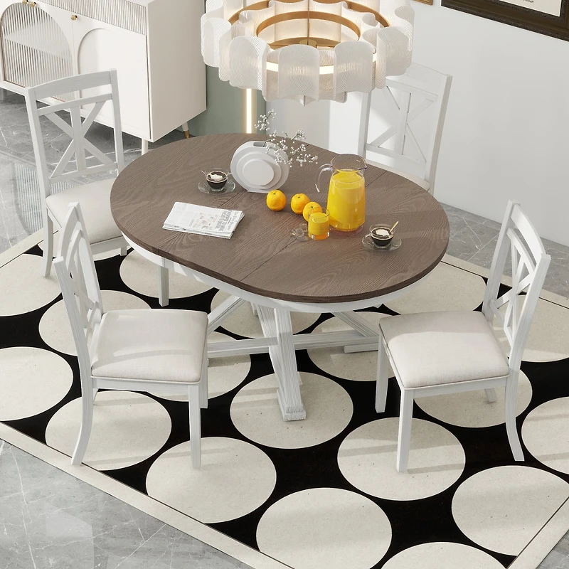 Streamdale Furniture Retro 5-Piece Extendable Dining Set