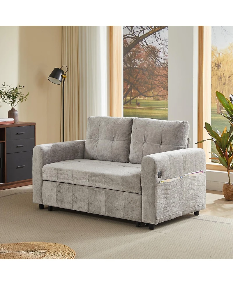 Streamdale Furniture Tufted Sofa Bed with Usb and Storage