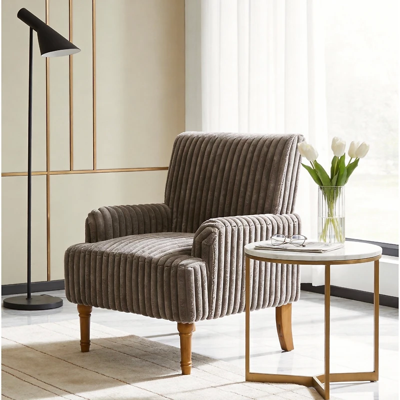 Streamdale Furniture Corduroy Accent Chair with Wood Legs.
