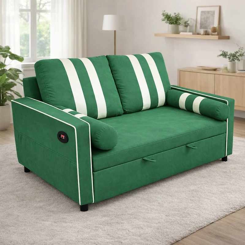 Streamdale Furniture 2-Seater Pull-Out Sofa Bed with Usb and Storage