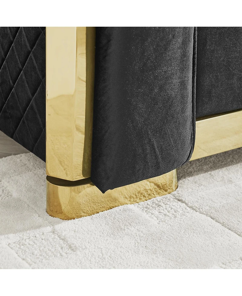 Streamdale Furniture Velvet Tufted Luxury Sofa with Gold Accents