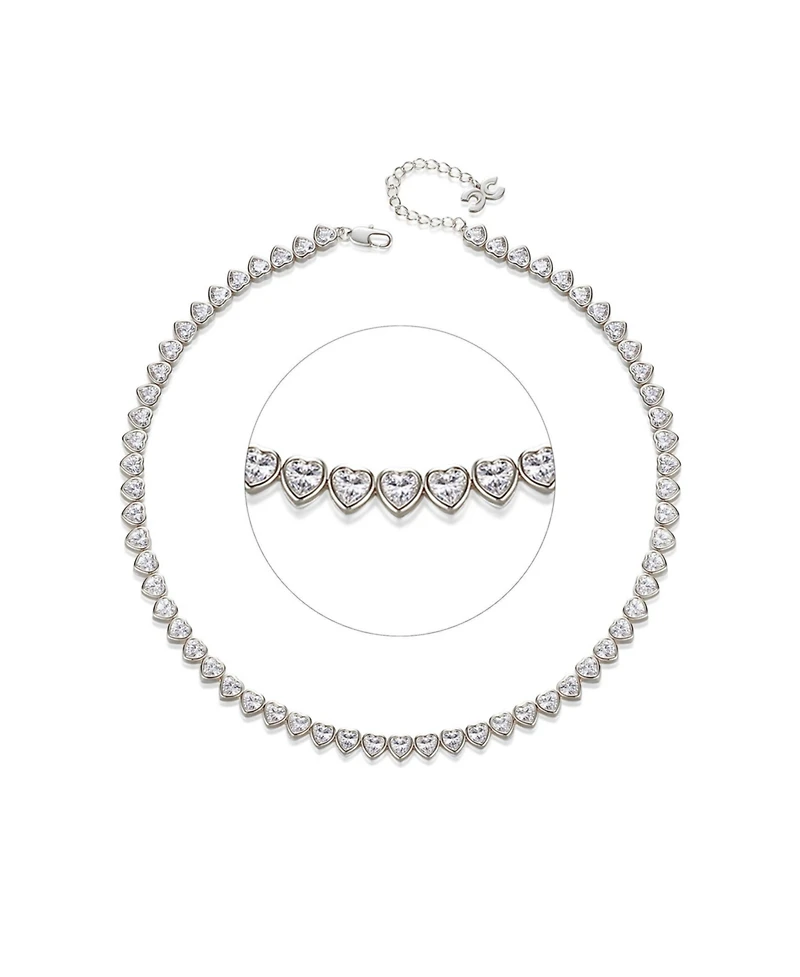 Heart Shaped Zirconia Tennis Choker Necklace