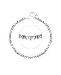 Heart Shaped Zirconia Tennis Choker Necklace