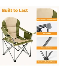 Yiortwo Oversized Camping Chair with Cooler Bag, Padded Folding Outdoor