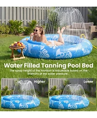 Gnuadz Inflatable Tanning Lounger Float With Sprinkler Pillow Cup Holder