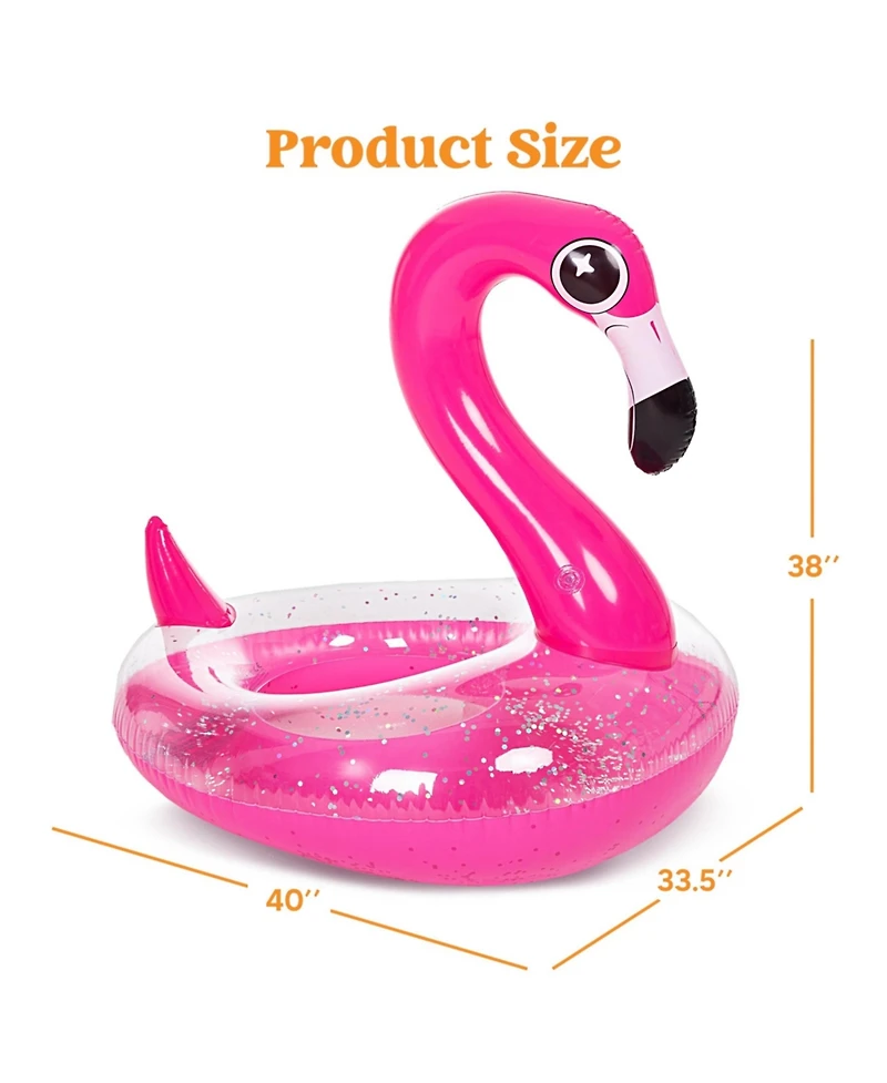 Gnuadz Inflatable Flamingo Pool Float Tube Glitter Adults Beach Lake Summer Party