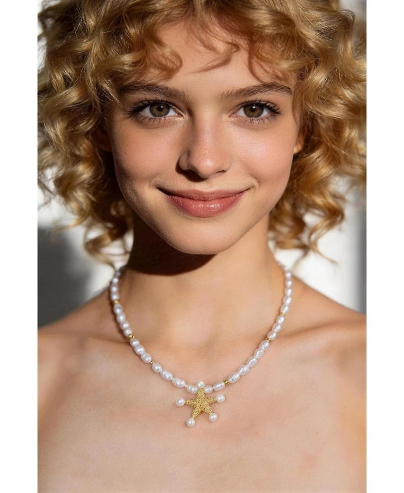 Classicharms Lila Starfish Keshi Pearl Pendant Necklace