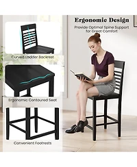 Slickblue 3 Piece Bar Height Dining Set for 2 with Footrest Wooden Frame