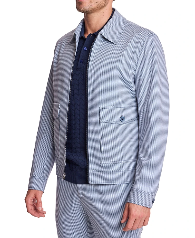 Paisley & Gray Men's Milo Zip-Font Knit Houndstooth Jacket