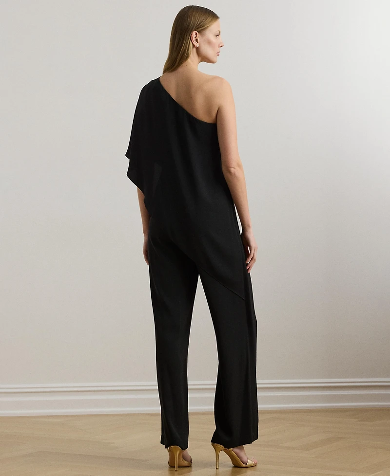 Lauren Ralph Cape Georgette One-Shoulder Jumpsuit
