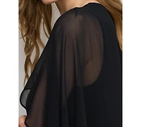Lauren Ralph Women's Round-Neck Cape-Overlay Georgette Ball Gown