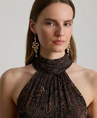 Lauren Ralph Paisley Georgette Tiered Mockneck Gown