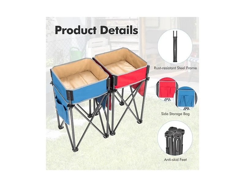 Lucky One 2 Pack Folding Camping Tables with Storage Sink, Portable Picnic Tables