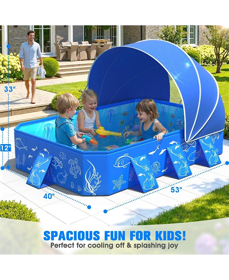 Gnuadz Kiddie Pool Non-inflatable Portable Foldable Shade Backyard Pop Up Beach