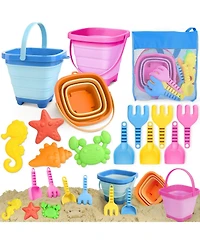Gnuadz Kids Beach Sand Toys Collapsible Castle Bucket Shovel Mold Set