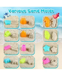 Gnuadz 28-piece Beach Toys Collapsible Sand Buckets Molds Shovels Mesh Bag