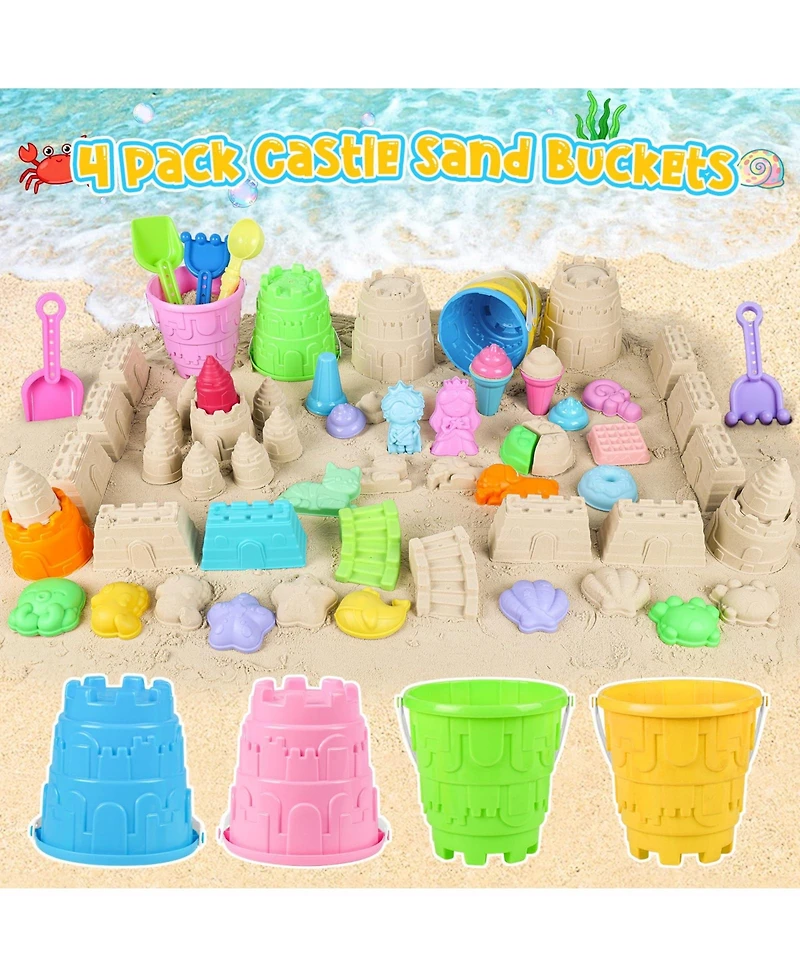 Gnuadz 34-piece Beach Sand Castle Toys Bucket Shovel Set Mesh Bag