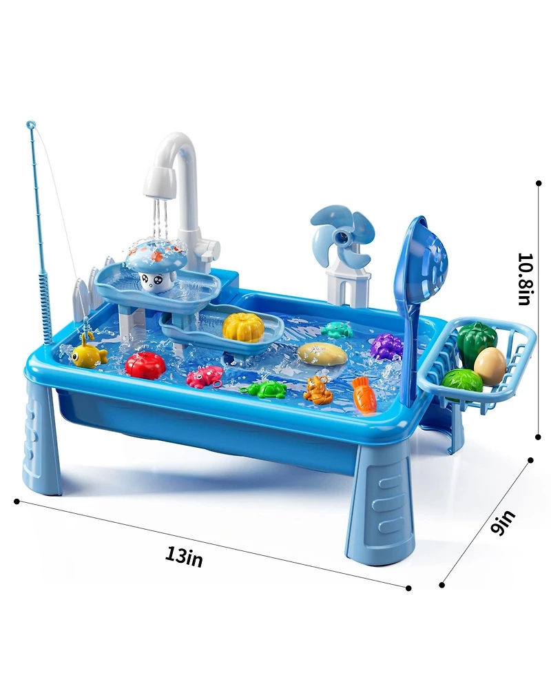 Gnuadz Water Table Play Sink Outdoor Kitchen Fishing Games Beach Toys