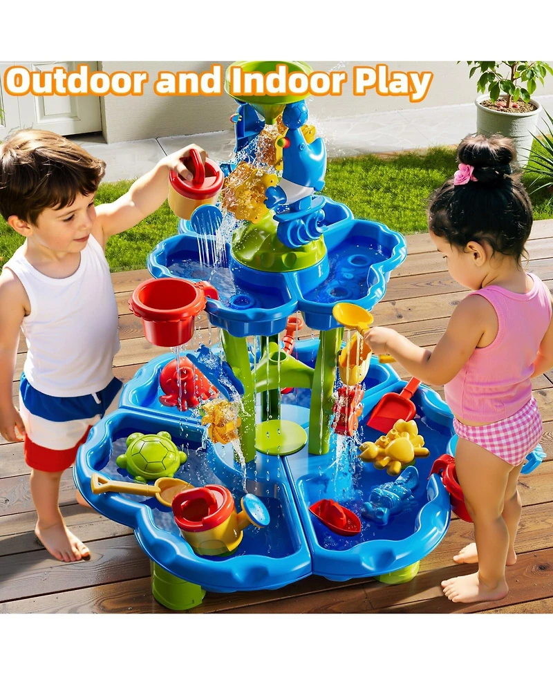 Gnuadz 2-Tier Sand Water Table Kids Sensory Play Outdoor Toy