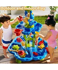Gnuadz 2-Tier Sand Water Table Kids Sensory Play Outdoor Toy